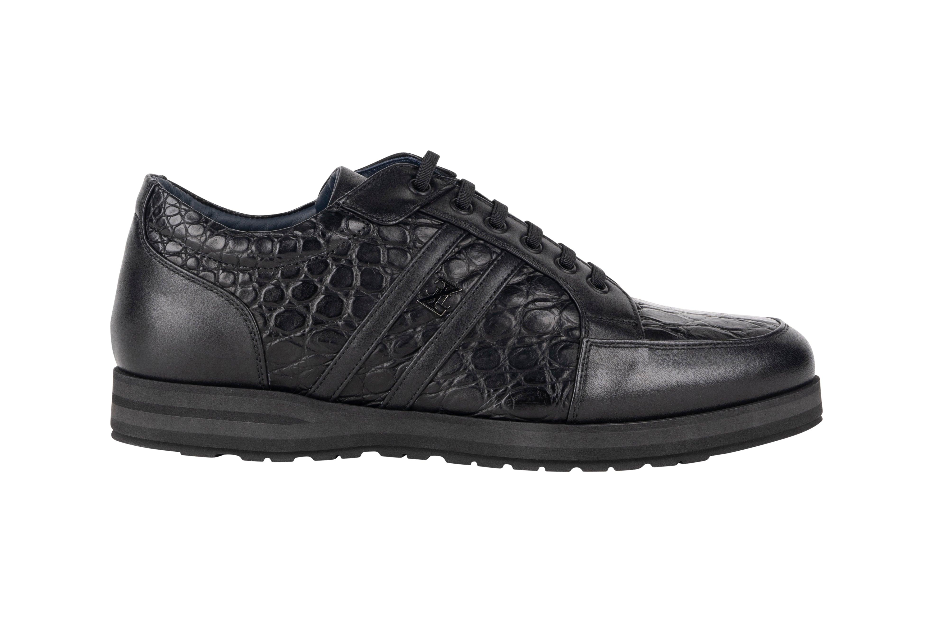 Black sneakers in caiman and calfskin - ZILLI