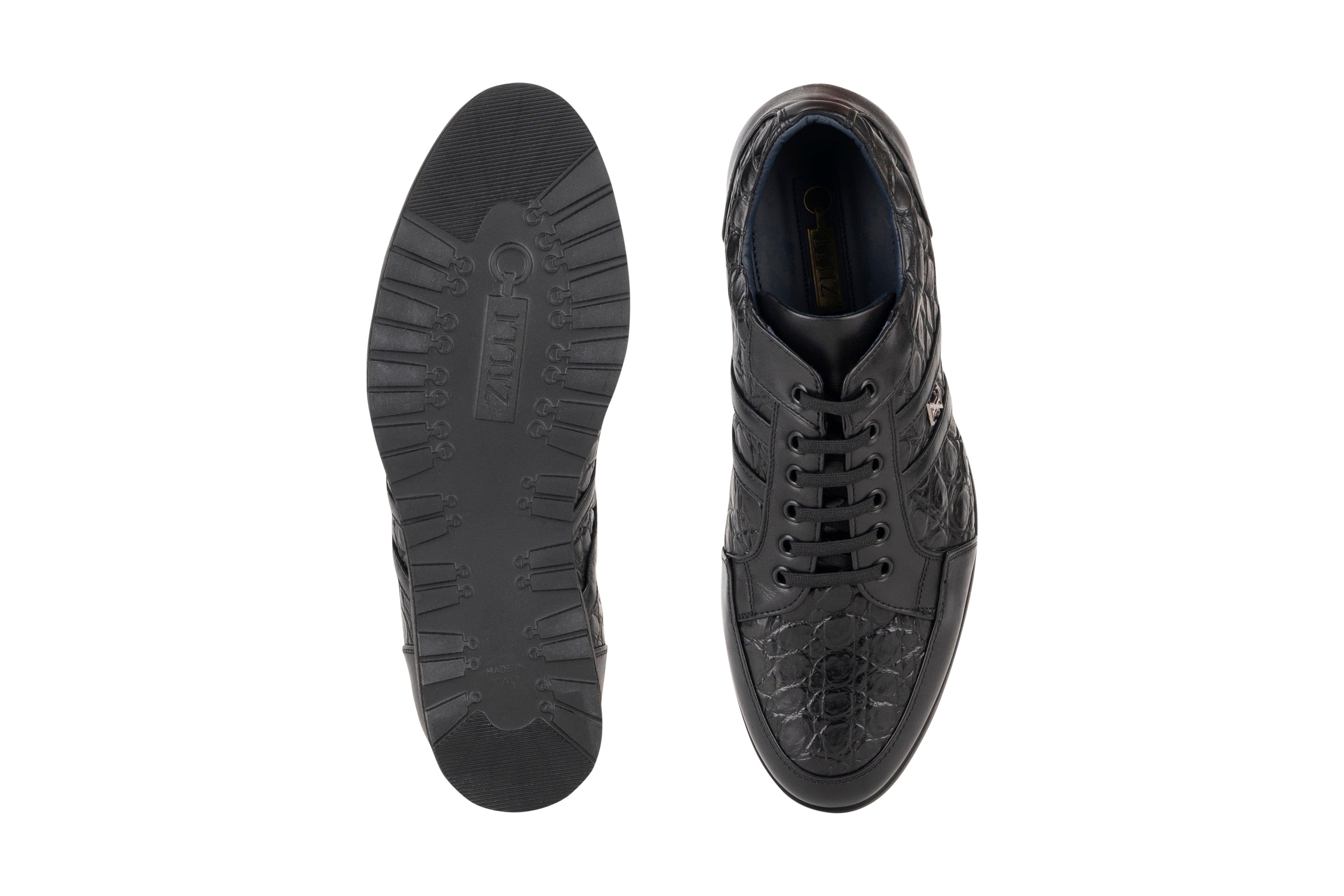 Black sneakers in caiman and calfskin - ZILLI