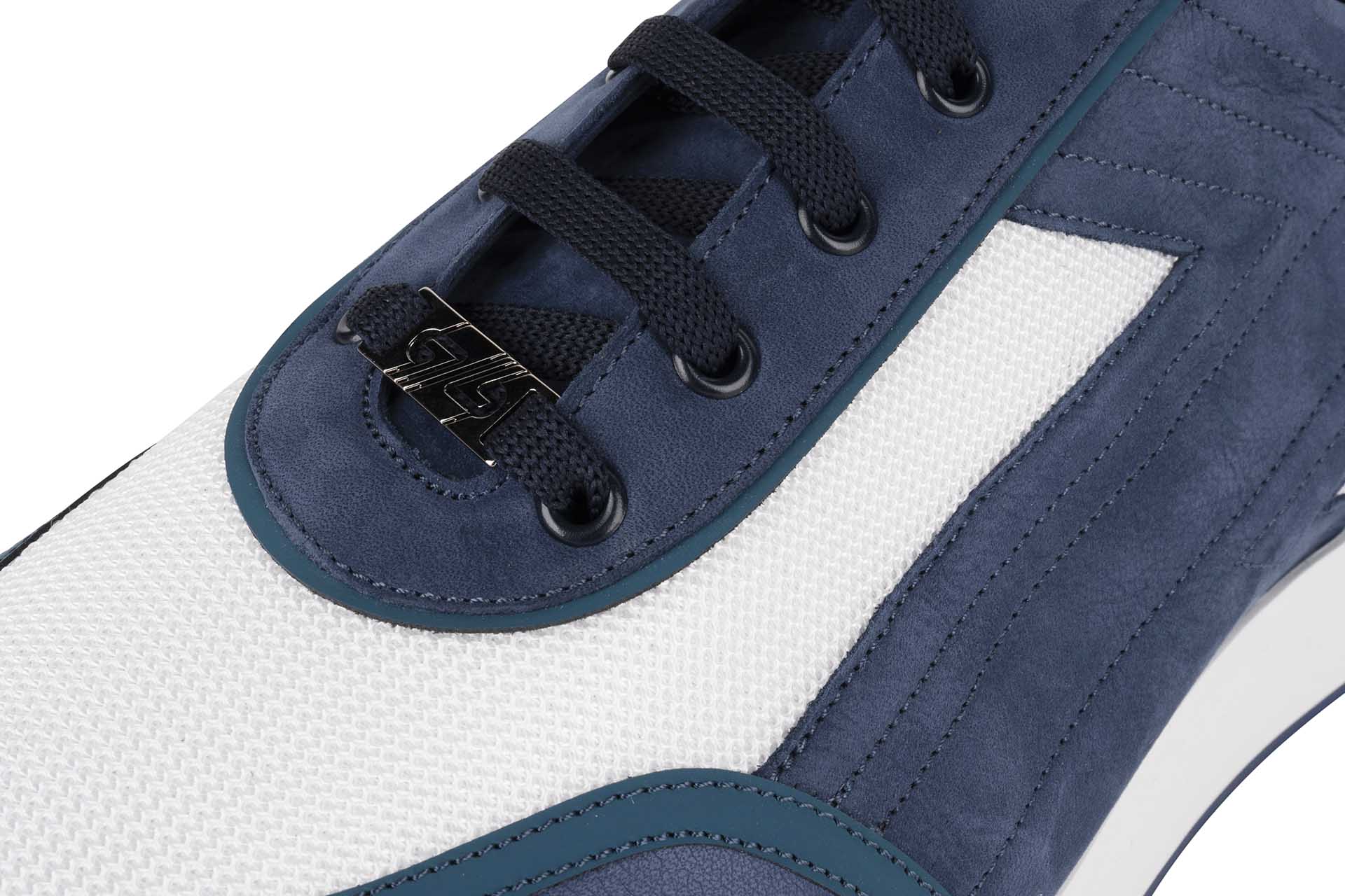 Blue sneakers in calfskin and rubber calfskin - ZILLI