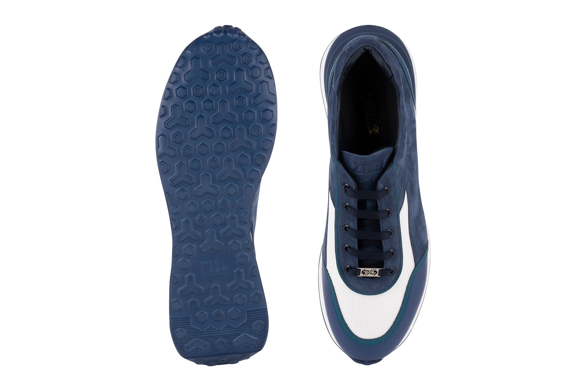 Blue sneakers in calfskin and rubber calfskin - ZILLI