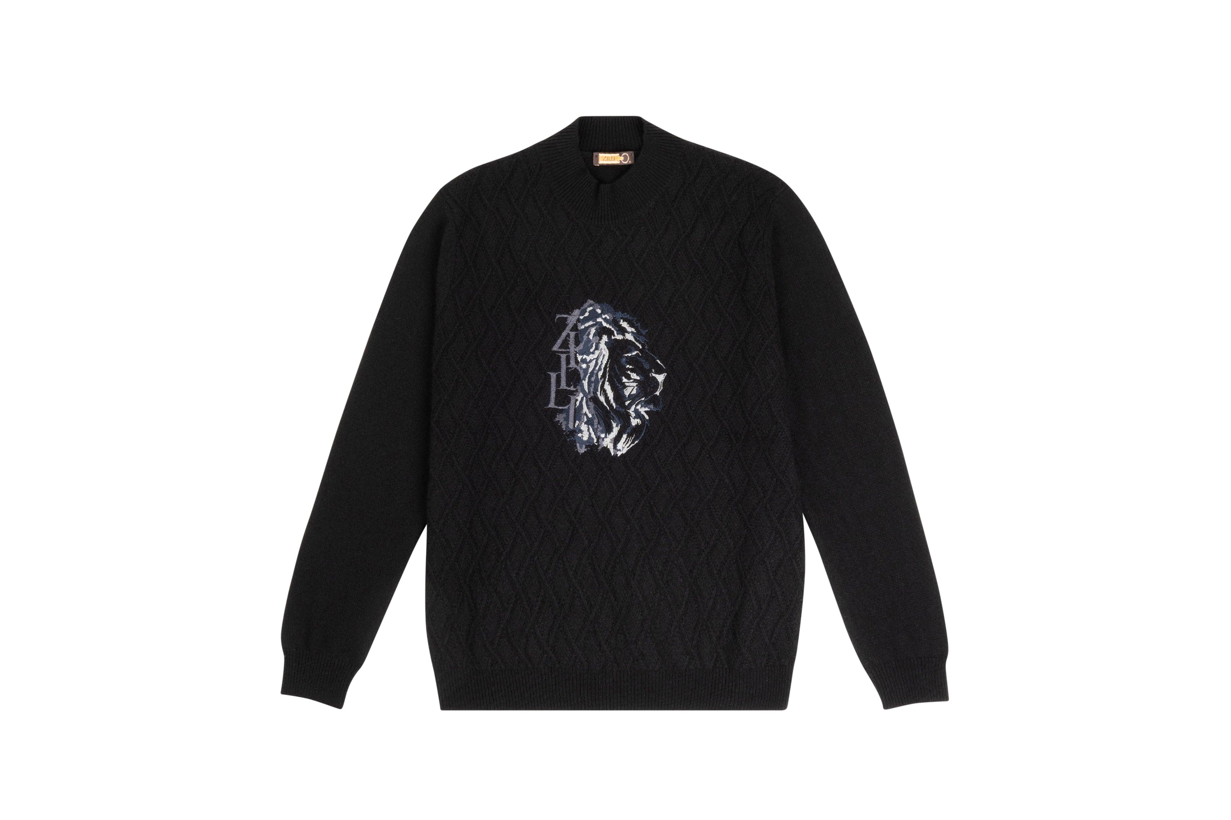 Funnel neck sweater with Lion embroidery - ZILLI