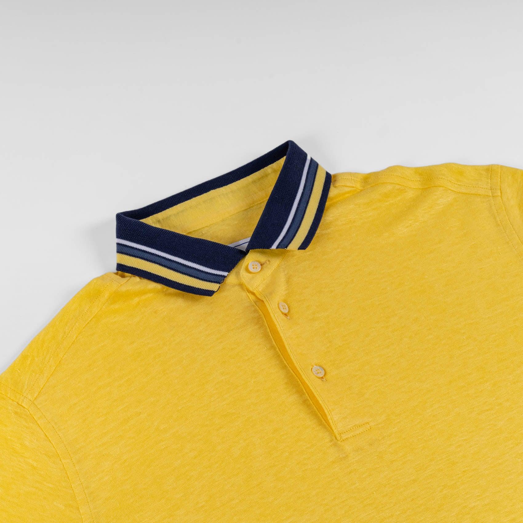 Short sleeve polo in plain yellow color with button - ZILLI